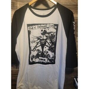 New Disney Nightmare Before Christmas T-shirt Ladies Large Baseball Top Euc
